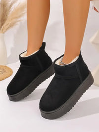 Platform Winter Ankle Boots with Cozy Fleece Lining