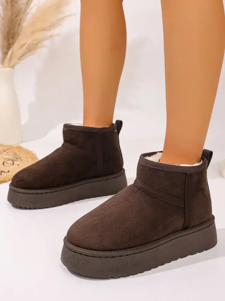 Platform Winter Ankle Boots with Cozy Fleece Lining