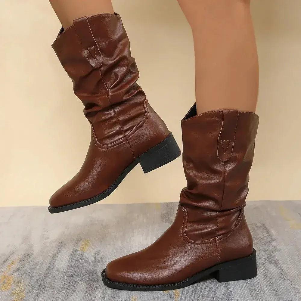 Pleated Pull - On Western Cowboy Boots - Update AvenueTrendsi100600156911321100600156911321Pleated Pull - On Western Cowboy BootsBrown