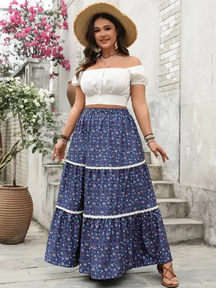 Plus Size Floral Elastic Waist Maxi Skirt - Update AvenueBoho VibesTrendsi1001004030018691001004030018693157e1cc - 171b - 47d0 - aa71 - 5e1c9469efbe - Max - OriginDark Blue