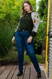 Plus Size Floral Waffle - Knit Round Neck Blouse - Update AvenueTrendsi100101723644648100101723644648cb812388a4764d4b8c712e1a6a1648da - MaxArmy Green