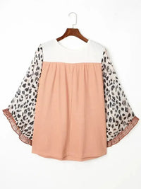Plus Size Leopard Ruffle Trim Long Sleeve Blouse - Update AvenueTrendsi10010174574644610010174574644671afc3bffbe04aaaa1b31cc1032ea068 - MaxWatermelon pink