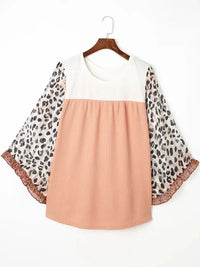 Plus Size Leopard Ruffle Trim Long Sleeve Blouse - Update AvenueTrendsi100101745746446100101745746446f1435a491c774a57a6561d5139268cba - MaxWatermelon pink