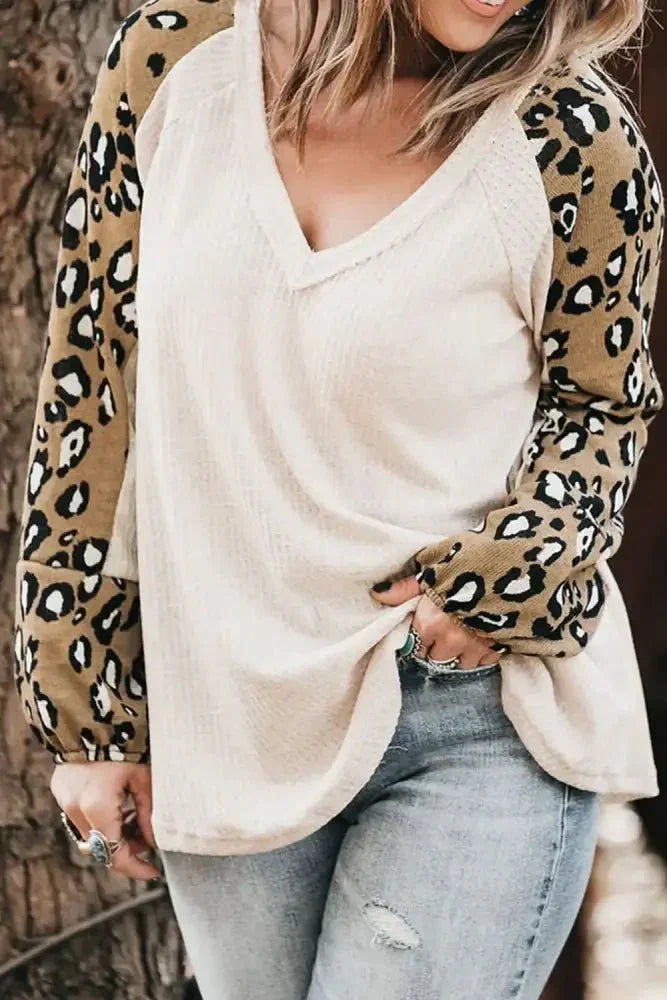 Plus Size Leopard V - Neck Raglan Sleeve Blouse - Update AvenueTrendsi100101210456293100101210456293fccb7fad5ddb4bb89c387c4ff61c3fd7 - MaxWhite