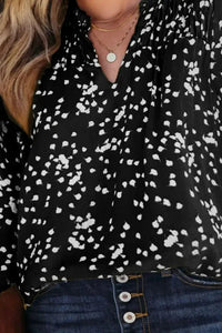 Plus Size Notched Neck Smocked Blouse - Update AvenueTrendsi10010146510236810010146510236868f91f55f65c4595bb14ada2ddacec67 - MaxBlack