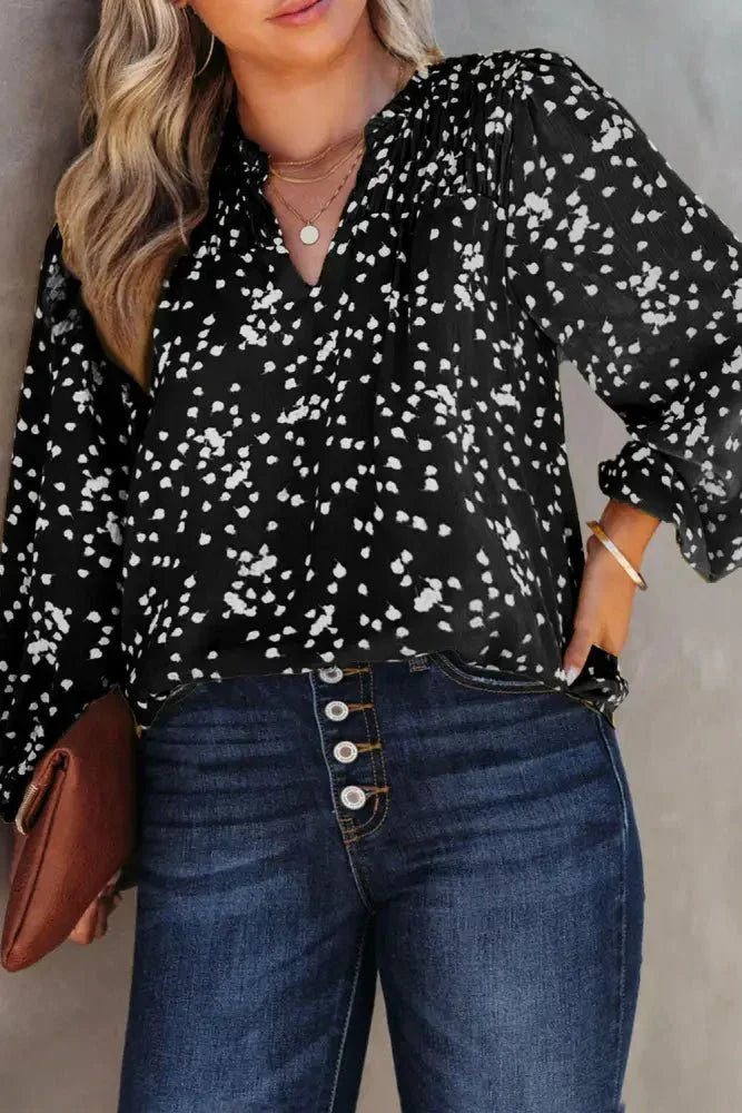 Plus Size Notched Neck Smocked Blouse - Update AvenueTrendsi1001014651023681001014651023684e28489b2241494eae55c7764702c7d2 - MaxBlack