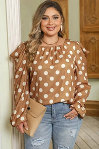 Plus Size Polka Dot Long Sleeve Blouse - Update AvenueTrendsi1001016856491121001016856491121d32713e880842cc95d88cb93f33b65b - MaxKhaki