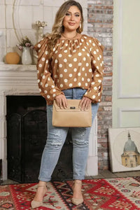 Plus Size Polka Dot Long Sleeve Blouse - Update AvenueTrendsi100101685649112100101685649112b5fee229d6144e739f5823a58a63ec10 - MaxKhaki