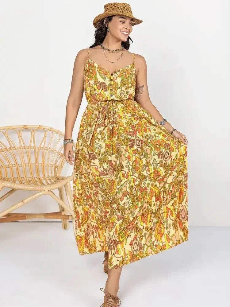 Plus Size Printed V - Neck Maxi Cami Dress - Update AvenueBoho VibesTrendsi1001001072511371001001072511370f87c5fa - dacb - 4c1f - a2c1 - fe059c4546ab - MaxGold
