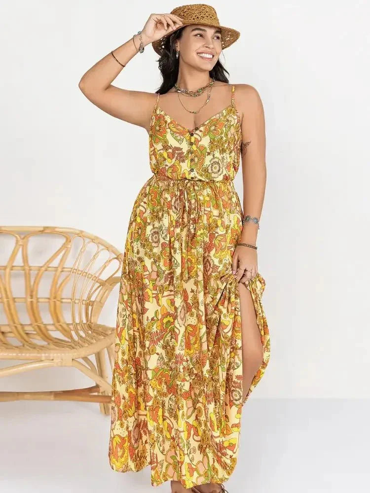 Plus Size Printed V - Neck Maxi Cami Dress - Update AvenueBoho VibesTrendsi100100107251137100100107251137423512da - aabe - 4c70 - b567 - c501db97b984 - MaxGold