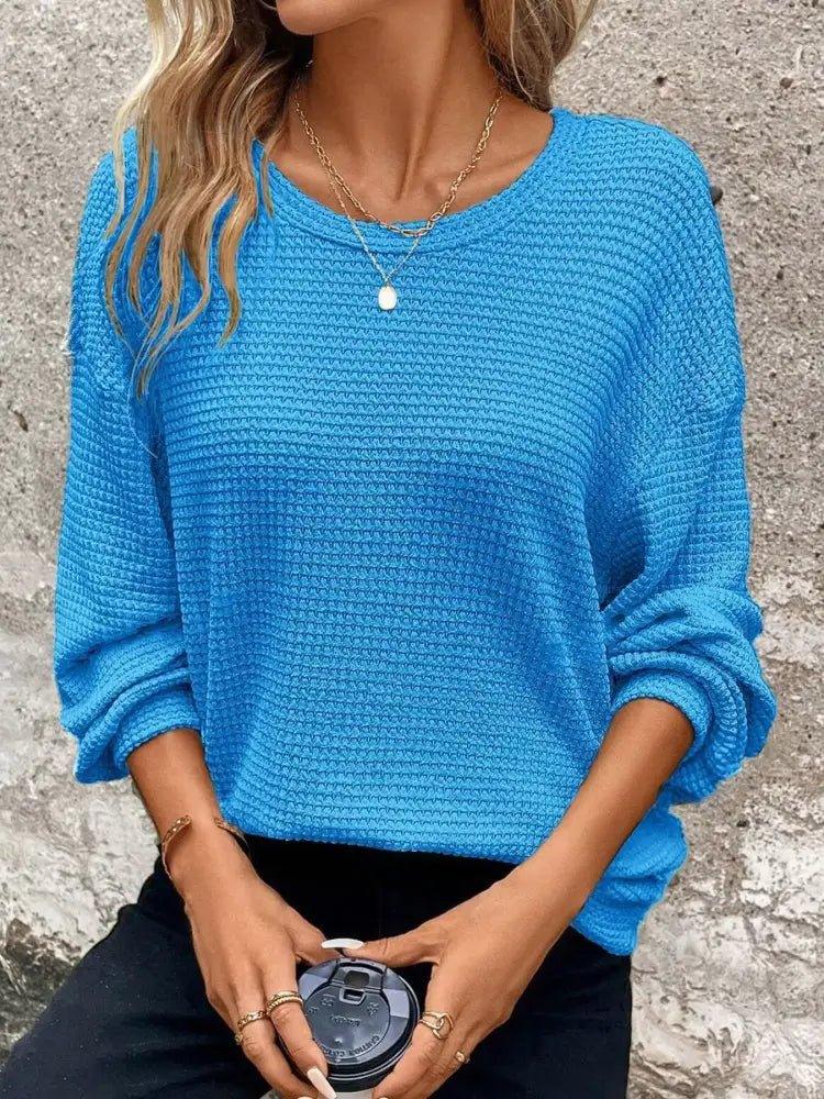 Plus Size Relaxed Fit Waffle Knit Round Neck T-Shirt - Update AvenueT-ShirtsTrendsi100100293788128100100293788128982a98dd1aa94f2d995afe92b183d0a3 - Max - OriginRoyal Blue