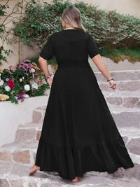 Plus Size Ruffled Hem Button Down V - Neck Short Sleeve Maxi Dress - Update AvenueFestival VibesTrendsi100100823171190100100823171190d60e1c7c - 753c - 4804 - 9551 - d386066f6b4b - MaxBlack