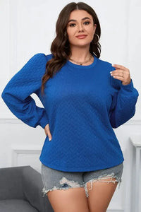 Plus Size Textured Round Neck Long Sleeve Top - Update AvenueTrendsi100101226178853100101226178853a8b69eaa2b6848ae8399e205f41616f3 - MaxCobalt Blue