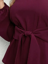 Plus Size Tie Front Long Sleeve Blouse - Update AvenueTrendsi10010187148922310010187148922337e1a4bd43244535bfa8759d7ee27c03 - MaxPlum