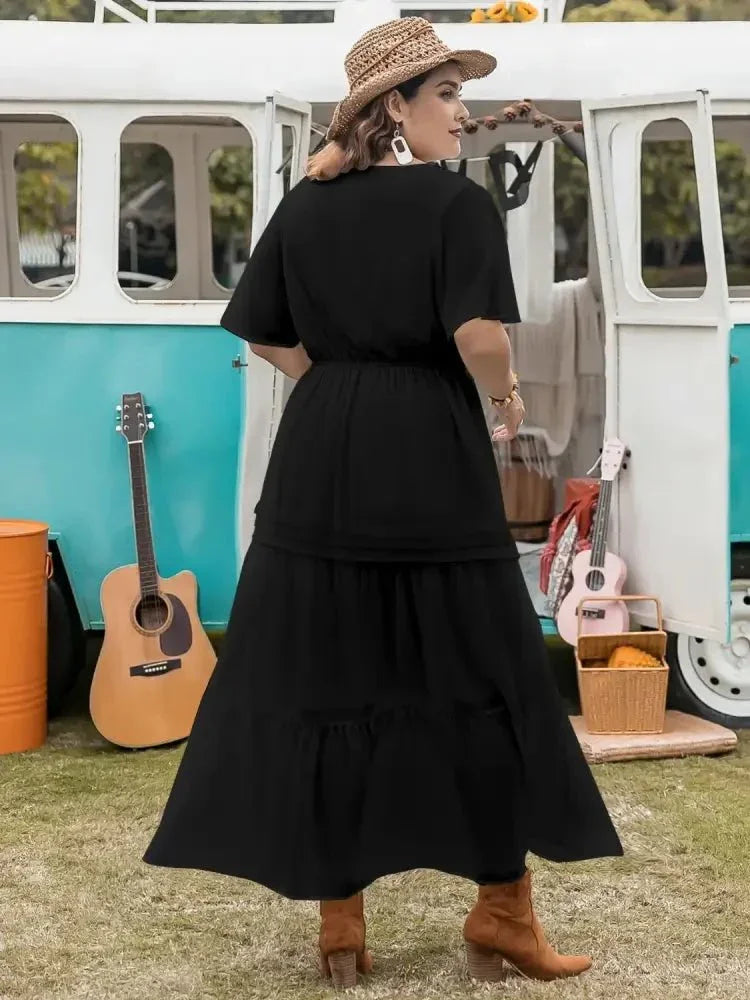 Plus Size Tie Neck Flutter Sleeve Dress - Update AvenueEffortless Elegance: DressesTrendsi1001005365413161001005365413167e0c097f - ff03 - 47b3 - bf49 - 09f706e590b4 - Max - OriginBlack