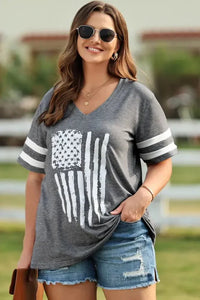 Plus Size US Flag Graphic V - Neck Tee - Update AvenueHonor the Stars and StripesTrendsi1001015522192941001015522192943d50aba9fc2d4c778b7898b374351841 - MaxDark Gray
