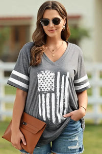 Plus Size US Flag Graphic V - Neck Tee - Update AvenueHonor the Stars and StripesTrendsi100101552219294100101552219294f2a63977d7644e6a91a0f0d47d78ca8a - MaxDark Gray