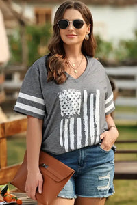 Plus Size US Flag Graphic V - Neck Tee - Update AvenueHonor the Stars and StripesTrendsi100101552219294100101552219294a79e0bfc5bfc45689c3e9f0a90da3f31 - MaxDark Gray