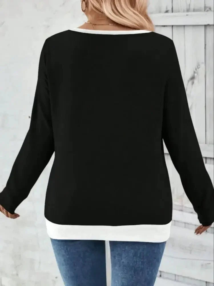 Plus Size V - Neck Contrast Trim T-Shirt - Update AvenueT-ShirtsTrendsi1001009096211621001009096211624a824524 - a0c8 - 4858 - b55e - b6136b4f1f28 - Max - OriginBlack