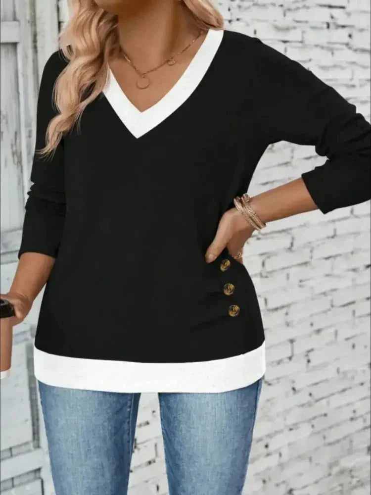 Plus Size V - Neck Contrast Trim T-Shirt - Update AvenueT-ShirtsTrendsi10010090962116210010090962116218c17ee2 - 50b1 - 4cdf - 8e94 - 43fd47f18590 - Max - OriginBlack