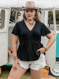 Plus Size V - Neck Flutter Sleeve Blouse - Update AvenueTrendsi100101784587274100101784587274a5de796fb2bd48e6a800802d52a30697 - MaxBlack