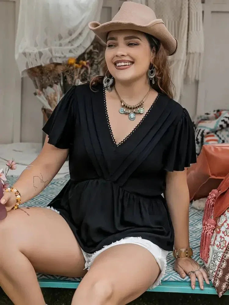 Plus Size V - Neck Flutter Sleeve Blouse - Update AvenueTrendsi10010178458727410010178458727464d0d0261a1948baa6ecce7bcfe90a3a - MaxBlack