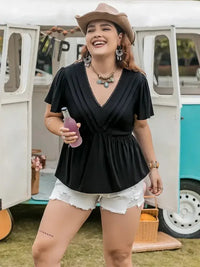 Plus Size V - Neck Flutter Sleeve Blouse - Update AvenueTrendsi100101784587274100101784587274c567a7029772434aa89b91f963f22187 - MaxBlack