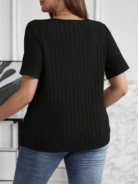 Plus Size V - Neck Short Sleeve Ribbed T-Shirt - Update AvenueT-ShirtsTrendsi10010061684081810010061684081836ddd2f9f00e4a16b1d85b37e1f99c7b - Max - OriginBlack