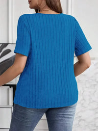 Plus Size V - Neck Short Sleeve Ribbed T-Shirt - Update AvenueT-ShirtsTrendsi10010061684221710010061684221767a5796f12e64a41bbd112e8b950495b - Max - OriginRoyal Blue
