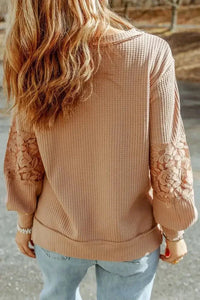 Plus Size Waffle - Knit V - Neck Long Sleeve Blouse - Update AvenueTrendsi100101691893103100101691893103143eb1a4719349039df619db42811e82 - MaxKhaki