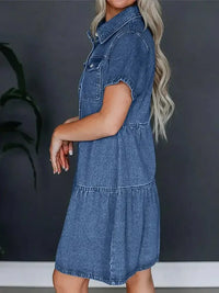 Pocketed Button Up Collared Neck Short Sleeve Denim Dress - Update AvenueDenim Dresses & SkirtsTrendsi1001004850516221001004850516223d86998f - 50e8 - 4125 - 8439 - f8d999c38ee5 - MaxDusty Blue