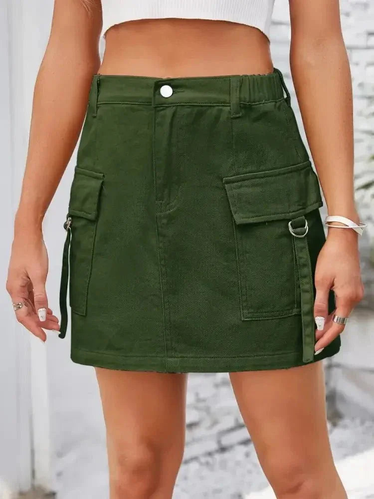Pocketed Buttoned Denim Skirt - Update AvenueDenim Dresses & SkirtsTrendsi100100395194708100100395194708e59917f5 - 9707 - 4683 - a4a7 - 4680860dfe70 - MaxArmy Green
