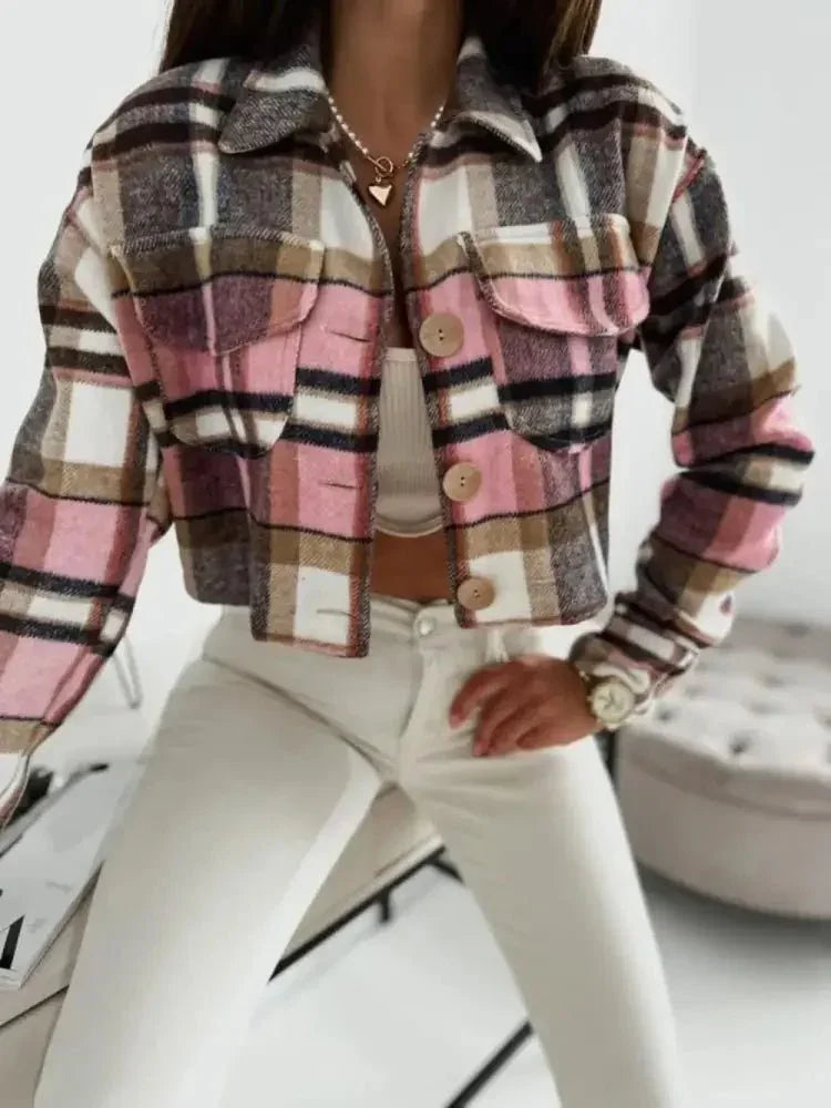 Pocketed Collared Neck Long Sleeve Plaid Jacket - Update AvenueTrendsi10010045393537210010045393537241f6990f - 7ca5 - 4cda - 9d5c - 3f0b209580e2 - MaxPink