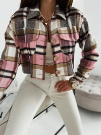 Pocketed Collared Neck Long Sleeve Plaid Jacket - Update AvenueTrendsi10010045393537210010045393537241f6990f - 7ca5 - 4cda - 9d5c - 3f0b209580e2 - MaxPink
