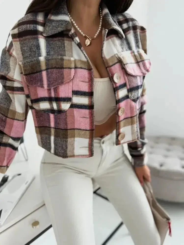 Pocketed Collared Neck Long Sleeve Plaid Jacket - Update AvenueTrendsi100100453935372100100453935372a53b8d68 - e641 - 42b9 - 9119 - eb74bbcd3531 - MaxPink