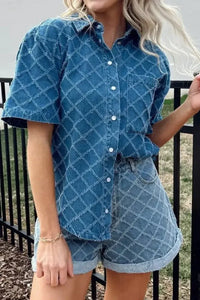 Pocketed Collared Neck Short Sleeve Denim Shirt - Update AvenueTrendsi10010078258126010010078258126072f74c10 - 3e8c - 4ac9 - 9db5 - c4fe97fb2ce7 - Max - OriginDusty Blue
