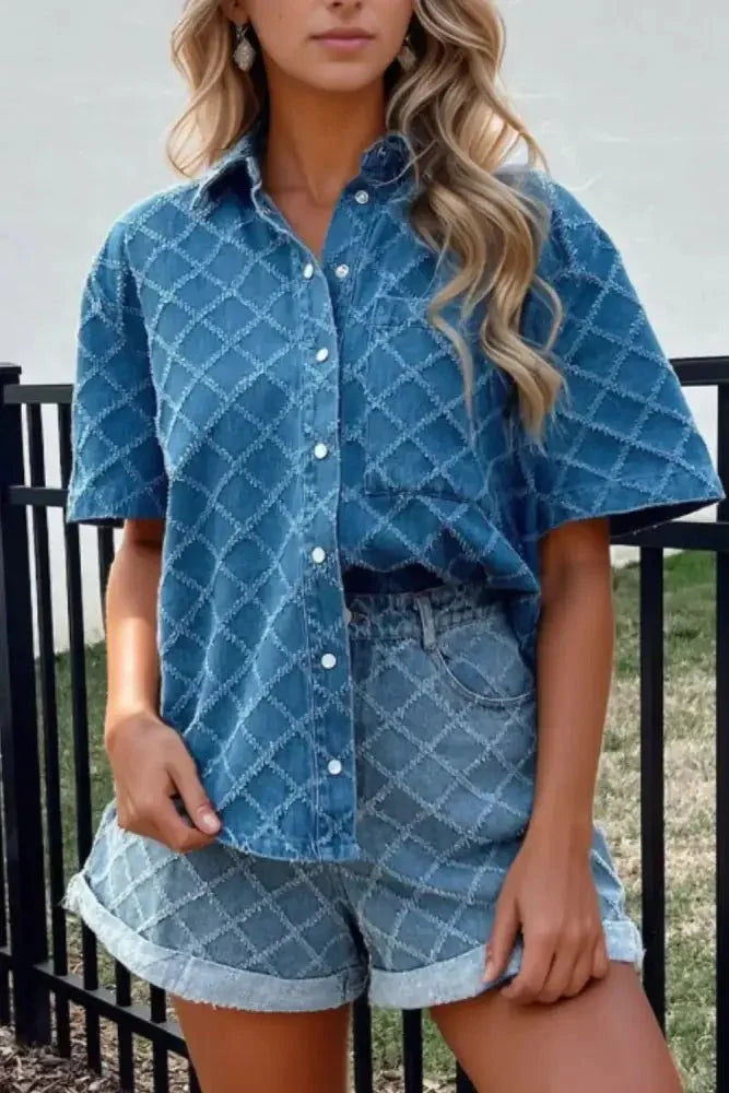 Pocketed Collared Neck Short Sleeve Denim Shirt - Update AvenueTrendsi100100782581260100100782581260970dbc4a - 26a6 - 4104 - 87b4 - 728181ef1ce4 - Max - OriginDusty Blue