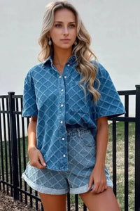 Pocketed Collared Neck Short Sleeve Denim Shirt - Update AvenueTrendsi100100782581260100100782581260b4aba4de - 2be2 - 495c - 8894 - d78b0de806f7 - Max - OriginDusty Blue