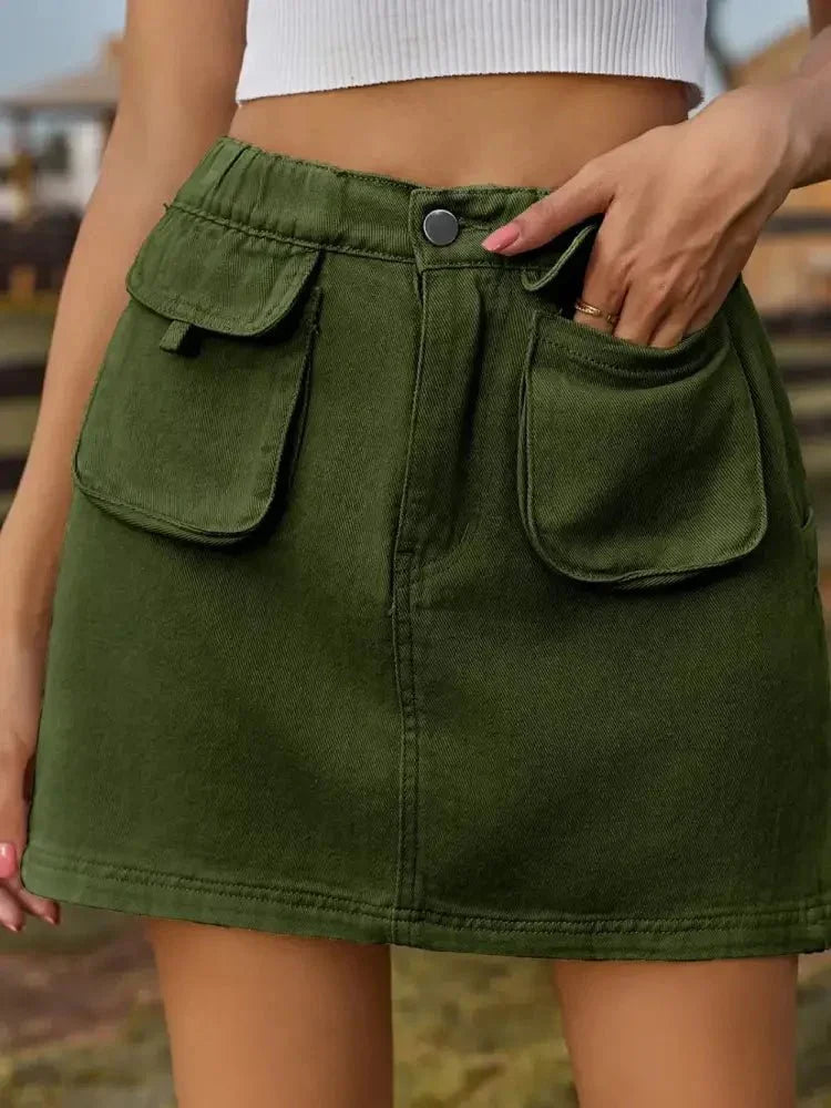 Pocketed Elastic Waist Denim Skirt - Update AvenueDenim Dresses & SkirtsTrendsi1001000900216041001000900216041940e608 - 87a6 - 40e4 - 8d8e - 8c9b3ad0e763 - MaxDark Green