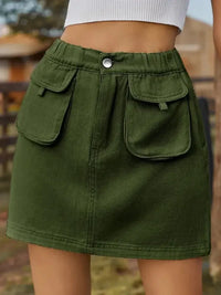 Pocketed Elastic Waist Denim Skirt - Update AvenueDenim Dresses & SkirtsTrendsi10010009002160410010009002160431f6df1a - 39f2 - 4d1c - a318 - df421dfe45dd - MaxDark Green