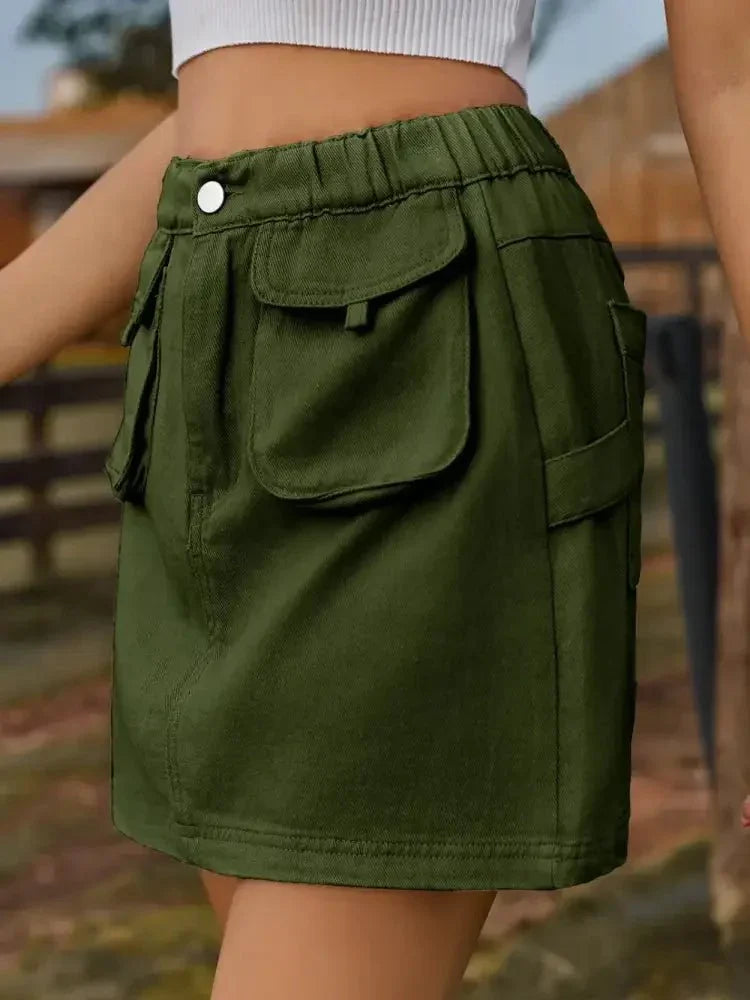 Pocketed Elastic Waist Denim Skirt - Update AvenueDenim Dresses & SkirtsTrendsi1001000900216041001000900216047272ea58 - ede4 - 4a94 - 908f - 6b7162670d49 - MaxDark Green