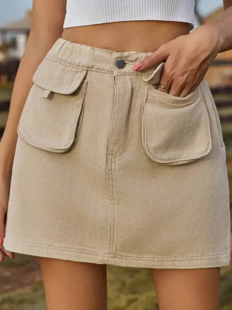 Pocketed Elastic Waist Denim Skirt - Update AvenueDenim Dresses & SkirtsTrendsi100100090029421100100090029421dc993994 - d211 - 4e8a - 8d24 - fe9e3edf1e90 - MaxKhaki
