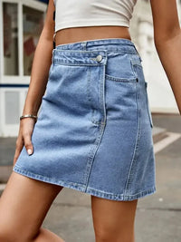 Pocketed High Waist Denim Skirt - Update AvenueDenim Dresses & SkirtsTrendsi10010016571127010010016571127078ab1566 - 711b - 493f - 8cda - e89cd90b2d62 - MaxLight Blue