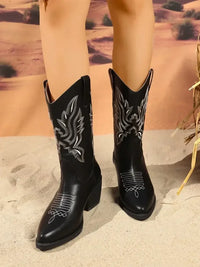 Point Toe Block Heel Boots