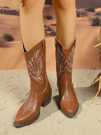 Point Toe Block Heel Boots