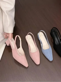 Point Toe Block Heel Pumps