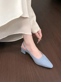 Point Toe Block Heel Pumps