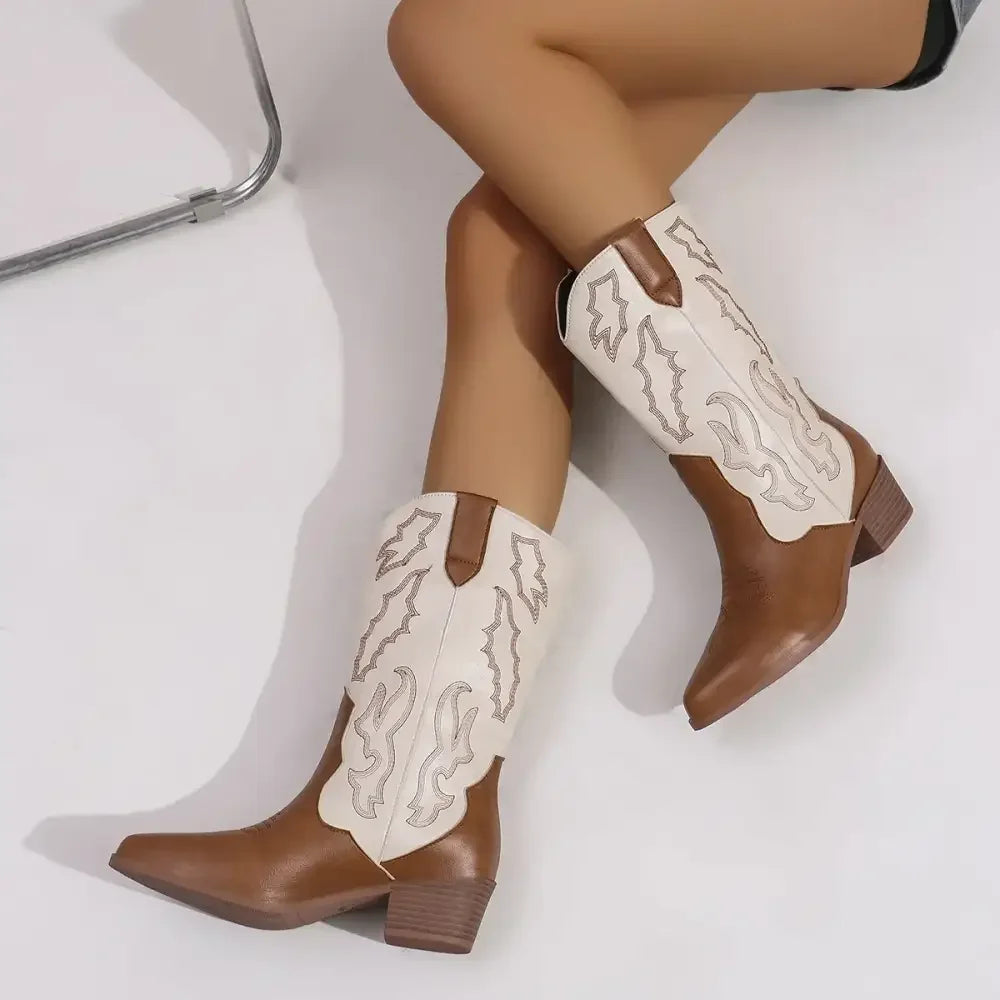 Point Toe Block Heels Boots
