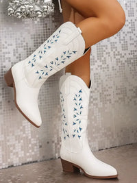 Point Toe Block Heels Boots