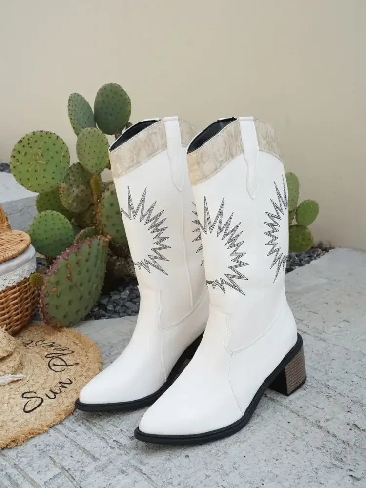 Point Toe Block Heels Boots